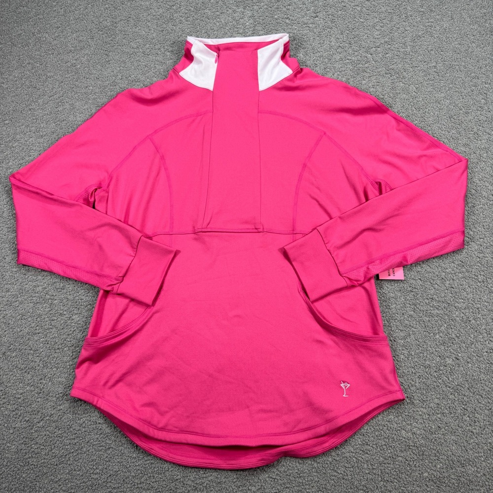 NEW Golftini Golf Shirt Women's XL Pink Double Zip Pullover Tennis Pickle Ball